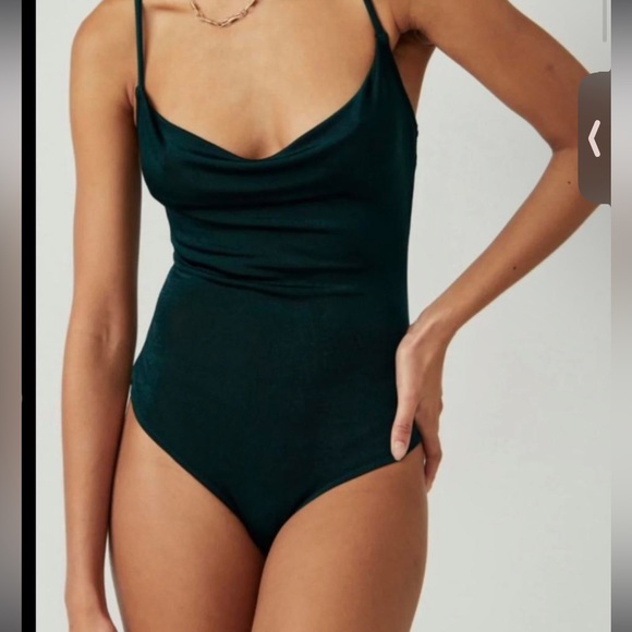 Free People Cowls in the Club bodysuit Pine Green Stretchy- NWT size M - Picture 1 of 12